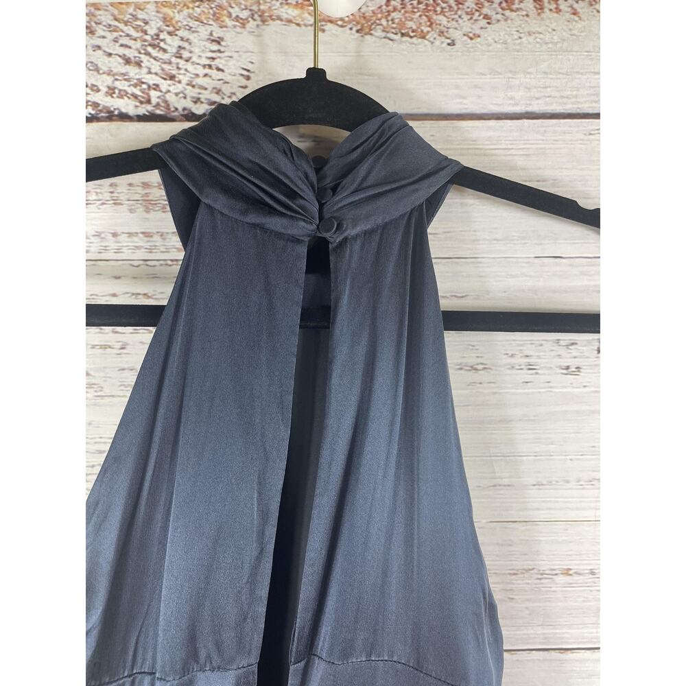 Cinq a Sept Dress Women's 8 Navy Halter Cowl Neck Silk Top Open Back Slit Gown - Picture 7 of 10